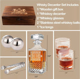 Whiskey Decanter Set, With Spinning Glasses