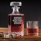 Whiskey Decanter Set, With Spinning Glasses