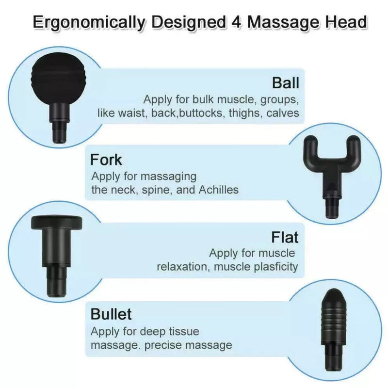 6 Speed Deep Tissue Massage Gun 4 Attachments