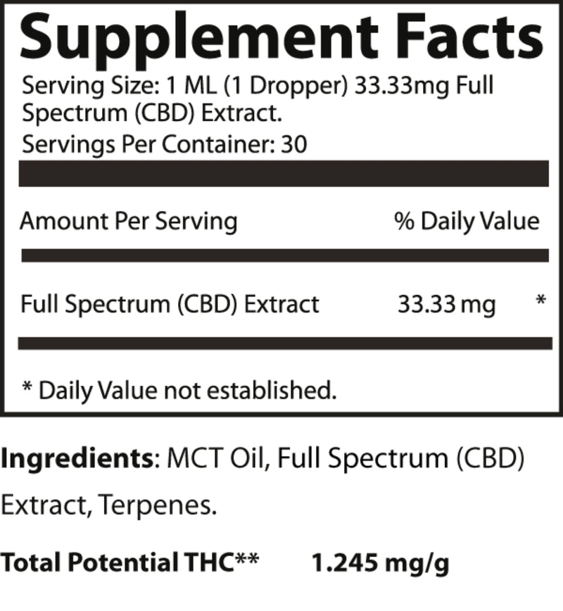 CBD Full Spectrum – 1000mg (1 oz Tincture)